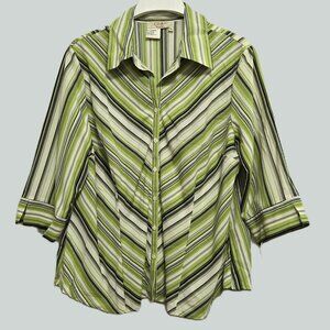 Como Woman Striped Button-Up, Blouse/Top Size 2X